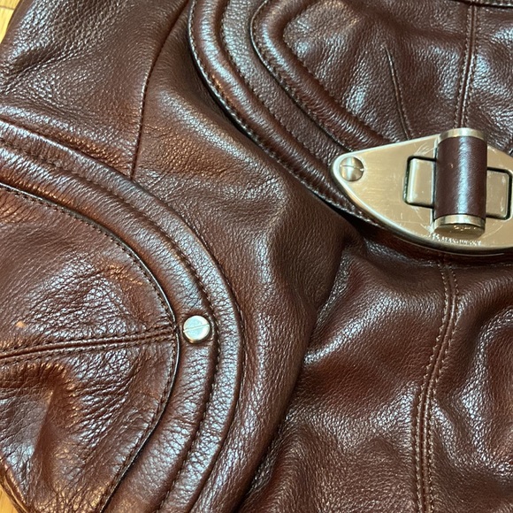 B MAKOWSKY Brown Genuine Leather Hand Bag Shoulder Satchel Bag Purse - Picture 10 of 10